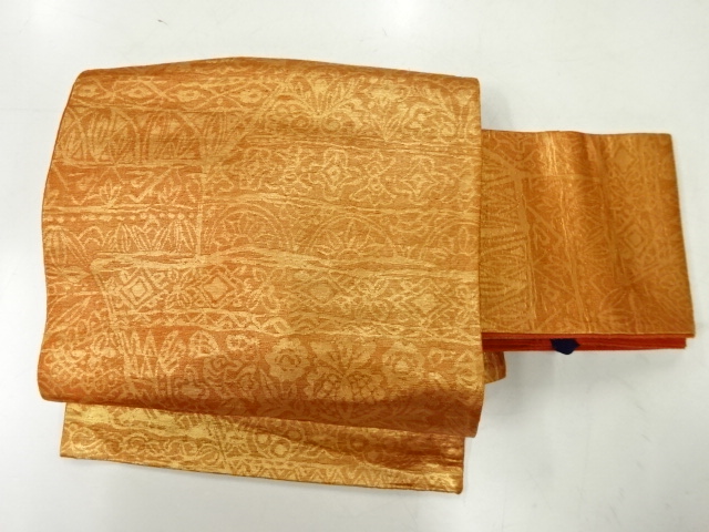 アンティーク　抽象草花模様織出し作り帯（材料）